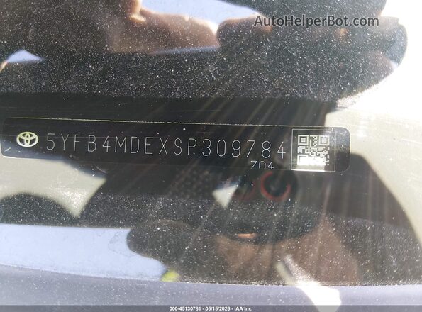 5YFB4MDEXSP309784 2025 TOYOTA COROLLA Black Շարժիչի բաժամունքի տեսք