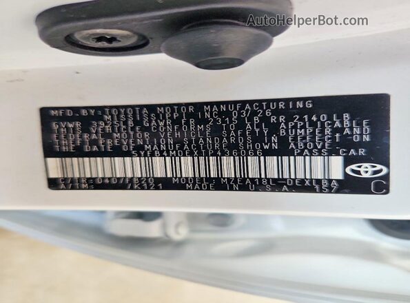 5YFB4MDEXTP436066 2026 TOYOTA COROLLA Белый Вид подкапотного пространства