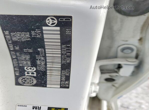 5YFBPMBE5MP153330 2021 TOYOTA LL Белый Вид наклейки с VIN-кодом