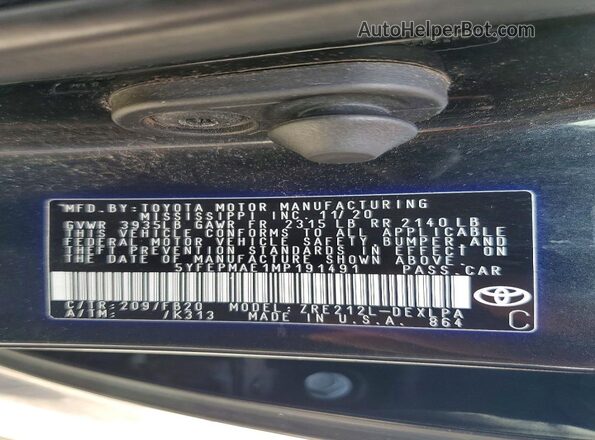 5YFEPMAE1MP191491 2021 TOYOTA COROLLA Black Vista del compartimento del motor