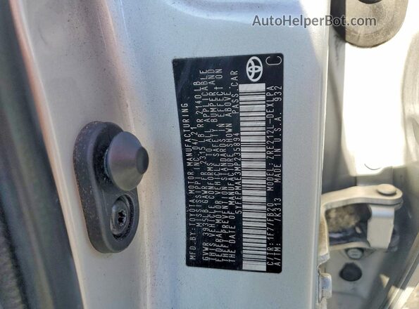 5YFEPMAE3MP235894 2021 TOYOTA LL Silver Вид наклейки з VIN-кодом