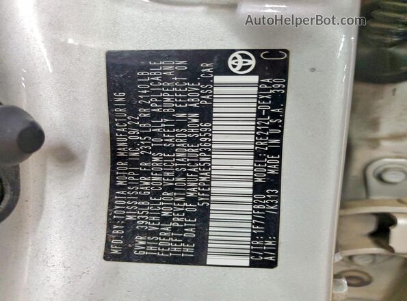 5YFEPMAE5NP369596 2022 TOYOTA COROLLA Silver Vista del compartimento del motor