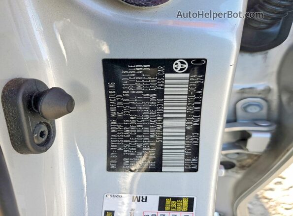 5YFEPMAE7MP185310 2021 TOYOTA COROLLA Silver Widok naklejki z numerem VIN
