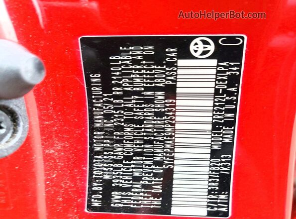 5YFEPMAE9MP254319 2021 TOYOTA LL Red ძრავის განყოფილების ხედი