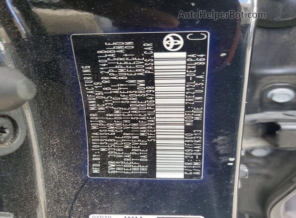 5YFEPRAE1LP064798 2020 TOYOTA COROLLA Black VIN sticker view