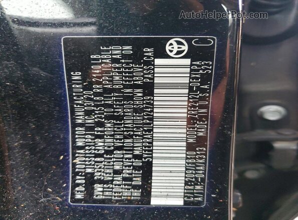 5YFEPRAE1LP124739 2020 TOYOTA LL Black ძრავის განყოფილების ხედი