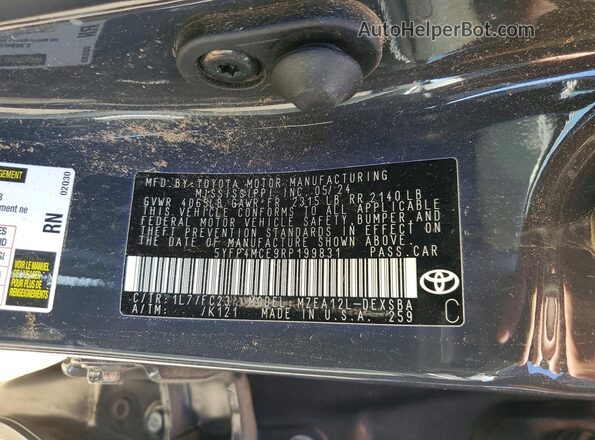 5YFP4MCE9RP199831 2024 TOYOTA LL Gray Widok komory silnika