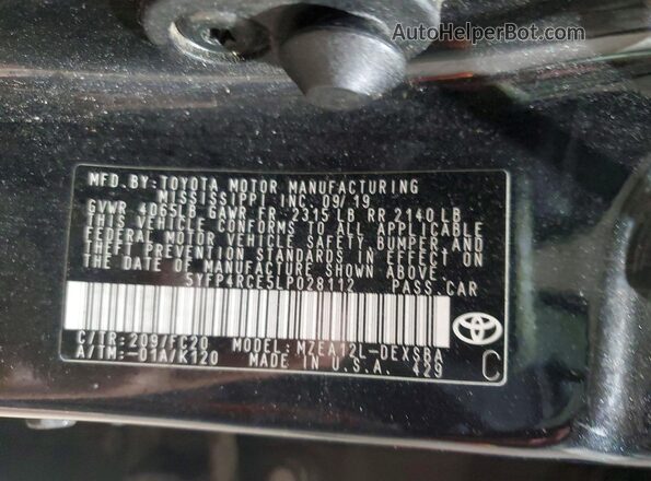 5YFP4RCE5LP028112 2020 TOYOTA COROLLA Black Вид підкапотного простору