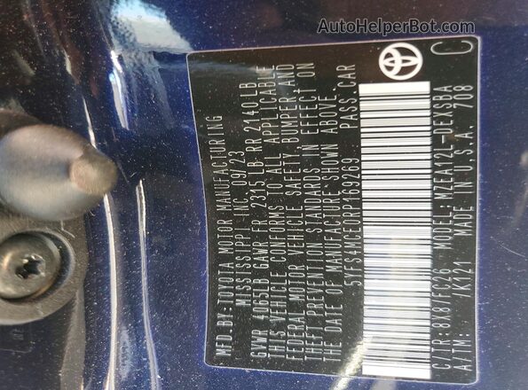 5YFS4MCE0RP169269 2024 TOYOTA LL Синий Вид наклейки с VIN-кодом