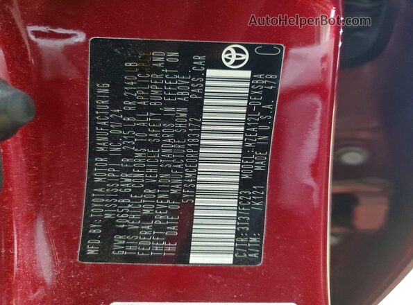 5YFS4MCE0RP183172 2024 TOYOTA COROLLA Red ძრავის განყოფილების ხედი