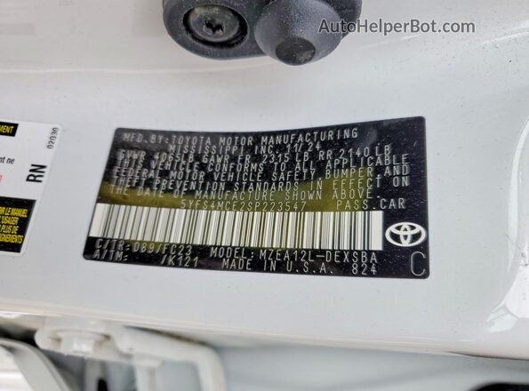 5YFS4MCE2SP223547 2025 TOYOTA COROLLA Белый Вид подкапотного пространства