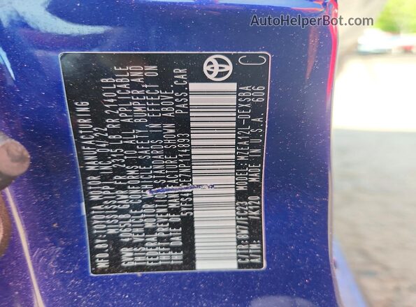 5YFS4MCE7NP114893 2022 TOYOTA COROLLA Blue Widok komory silnika