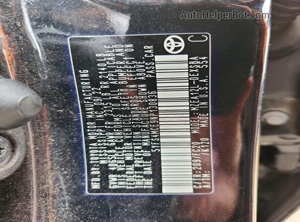 5YFS4MCE9NP130836 2022 TOYOTA LL Черный Вид подкапотного пространства