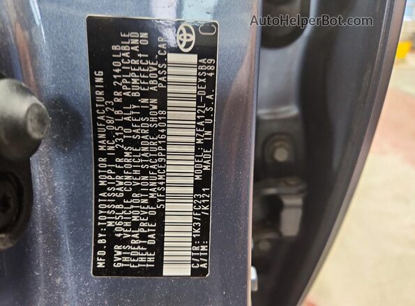 5YFS4MCE9PP164018 2023 TOYOTA COROLLA Синий Вид подкапотного пространства