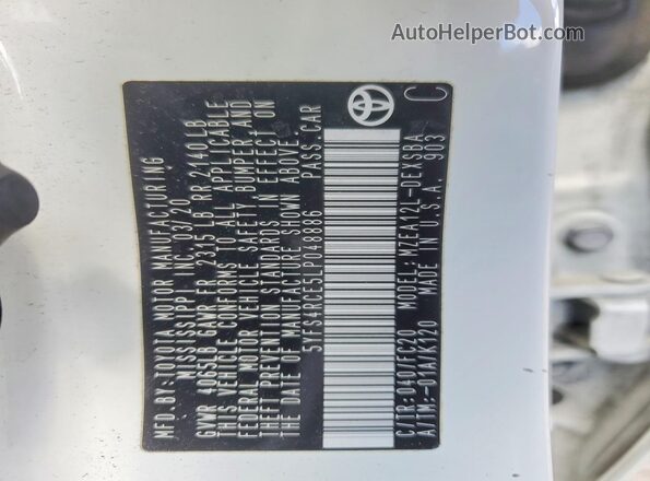 5YFS4RCE5LP048886 2020 TOYOTA COROLLA White Vista de la etiqueta del VIN