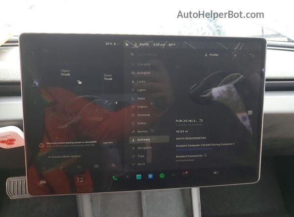 5YJ3E1EA1SF907124 2025 TESLA MODEL Серый Вид щитка приборов