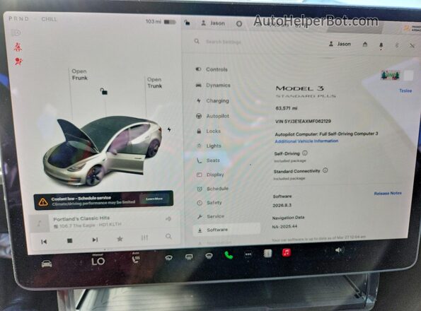 5YJ3E1EAXMF062129 2021 TESLA MODEL White Widok zestawu wskaźników