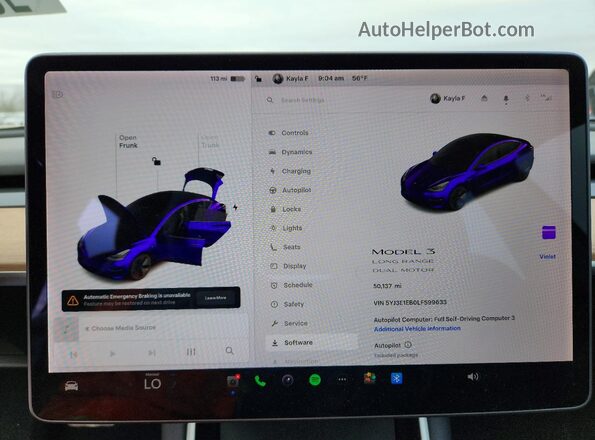 5YJ3E1EB0LF599633 2020 TESLA MODEL Black Widok zestawu wskaźników