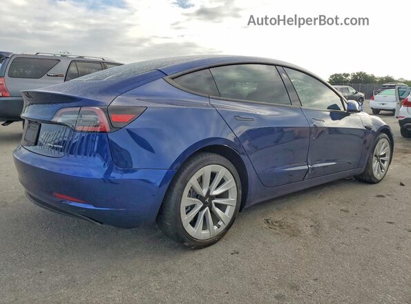 5YJ3E1EB0NF205258 2022 TESLA MODEL Blue Tył prawy