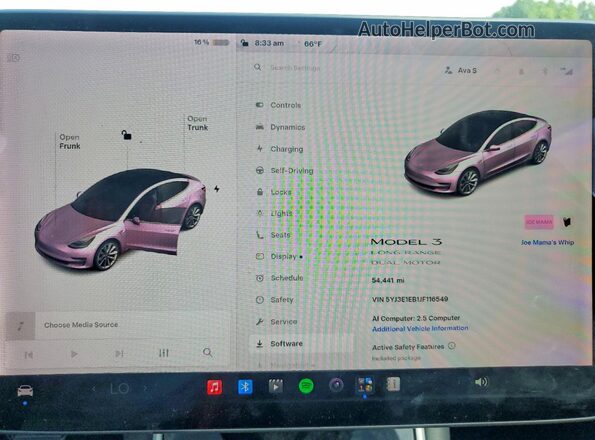 5YJ3E1EB1JF116549 2018 TESLA MODEL Розовый Вид щитка приборов