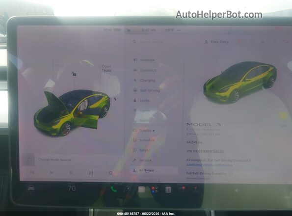 5YJ3E1EB1JF188285 2018 TESLA MODEL 3 Белый Вид задних сидений