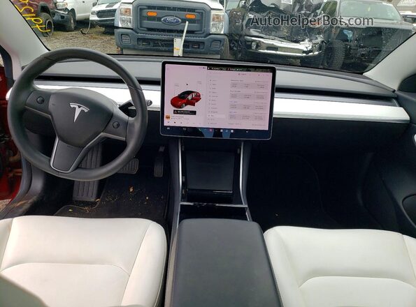 5YJ3E1EB1KF522249 2019 TESLA MODEL Burgundy Widok deski rozdzielczej
