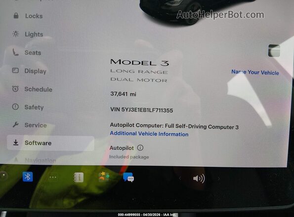 5YJ3E1EB1LF711355 2020 TESLA MODEL 3 Black Widok tylnych siedzeń