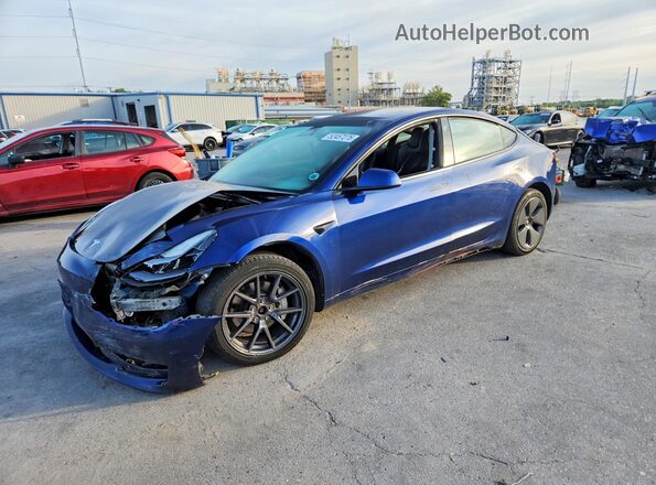 5YJ3E1EB1MF087008 2021 TESLA MODEL Blue Przód lewy