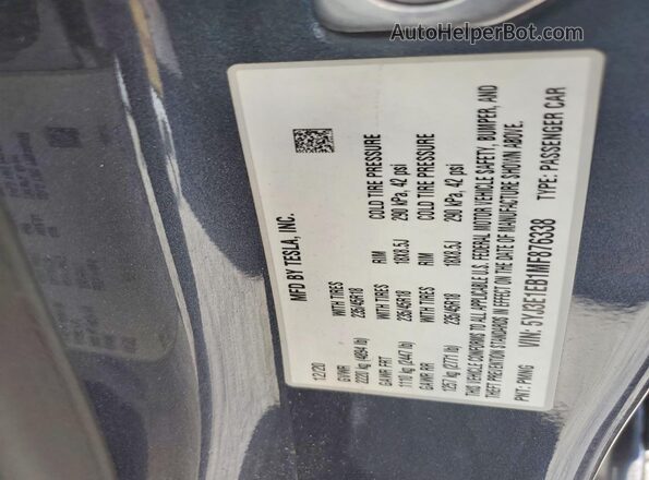 5YJ3E1EB1MF876338 2021 TESLA MODEL Серый Вид подкапотного пространства