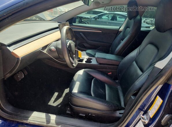 5YJ3E1EB1MF979856 2021 TESLA MODEL Синий Вид салона спереди