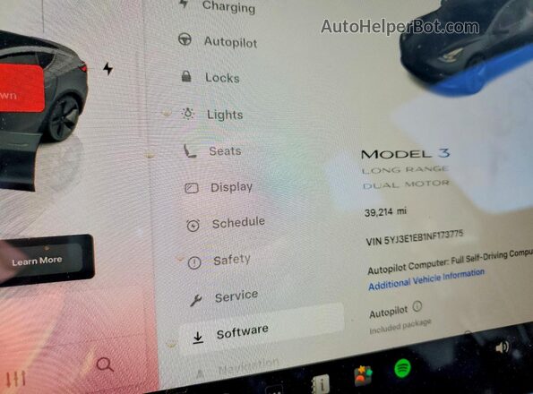 5YJ3E1EB1NF173775 2022 TESLA MODEL Белый Вид щитка приборов