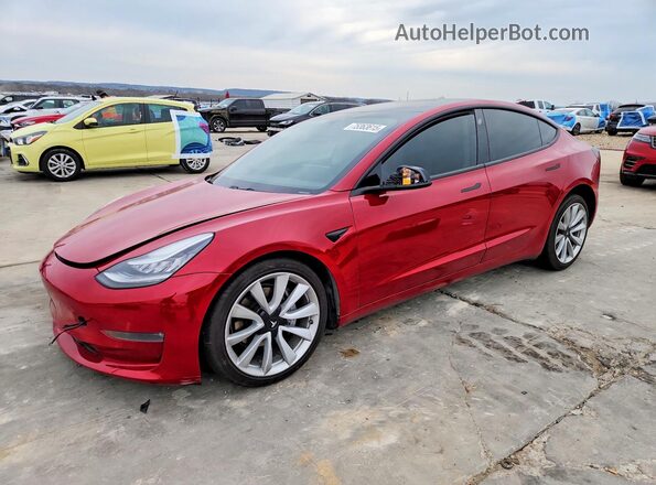 5YJ3E1EB2KF210604 2019 TESLA MODEL Red წინა მარცხენა ხედი სამი მეოთხედიდან
