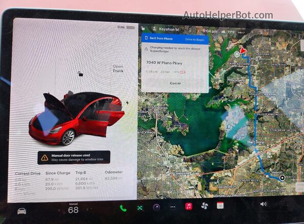 5YJ3E1EB2KF210604 2019 TESLA MODEL Red ხელსაწყოთა პანელის ხედი