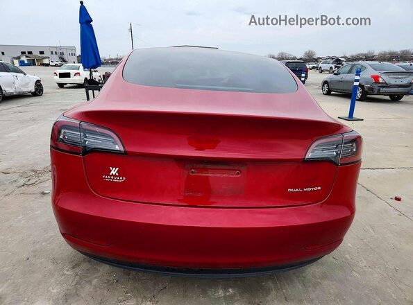 5YJ3E1EB2KF210604 2019 TESLA MODEL Red უკანა ხედი