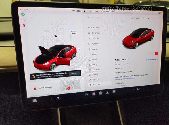 5YJ3E1EB2KF453751 2019 TESLA MODEL Красный Вид щитка приборов
