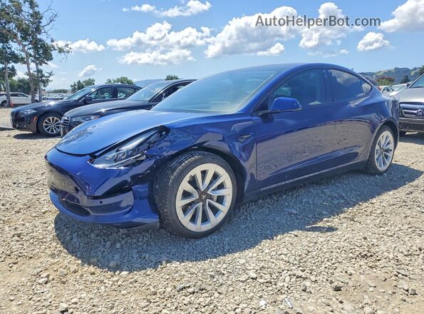 5YJ3E1EB2NF298705 2022 TESLA MODEL Blue Передня ліва чверть