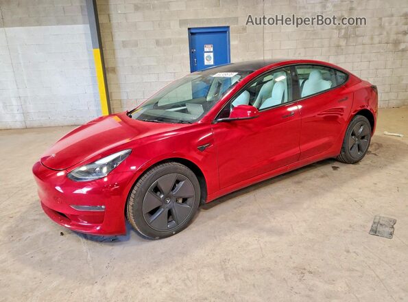 5YJ3E1EB2PF635912 2023 TESLA MODEL Красный Передняя левая четверть