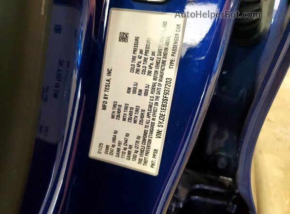 5YJ3E1EB3SF937203 2025 TESLA MODEL Синий Вид подкапотного пространства