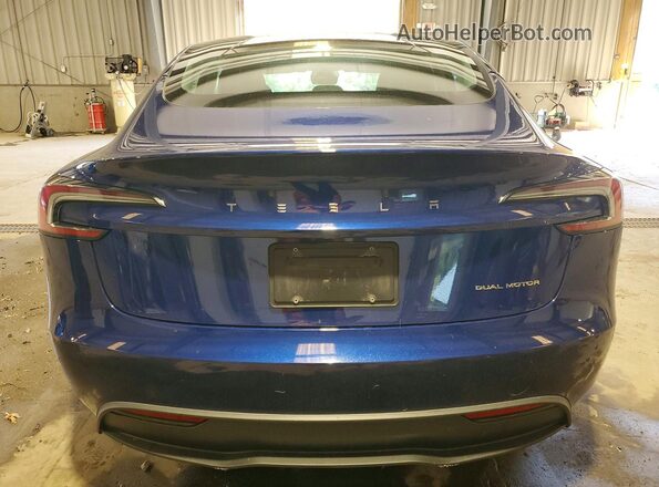 5YJ3E1EB3SF937203 2025 TESLA MODEL Синий Вид сзади