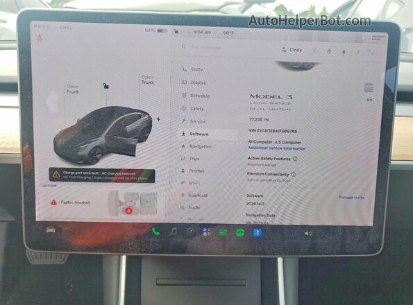 5YJ3E1EB4JF089766 2018 TESLA MODEL Charcoal Widok zestawu wskaźników