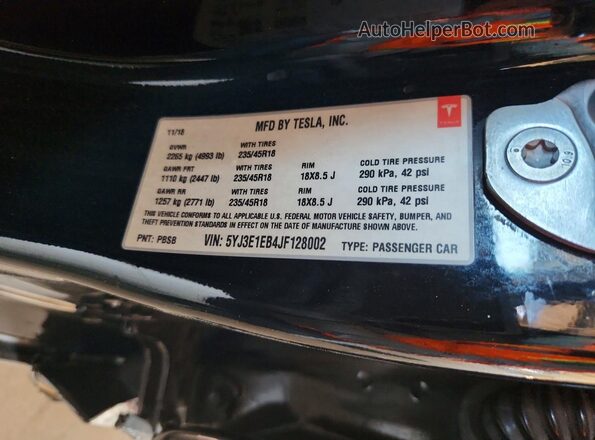 5YJ3E1EB4JF128002 2018 TESLA MODEL Черный Вид подкапотного пространства