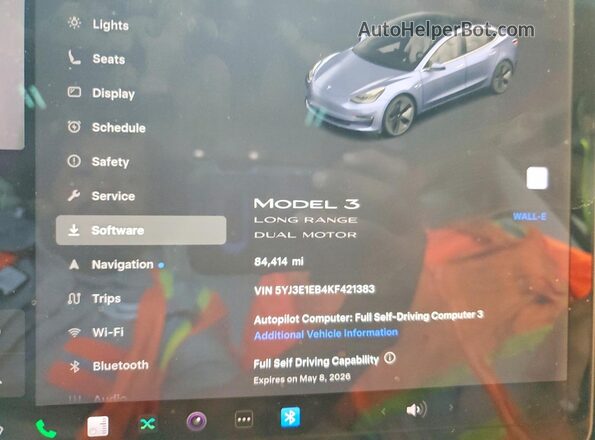 5YJ3E1EB4KF421383 2019 TESLA MODEL Серый Вид щитка приборов