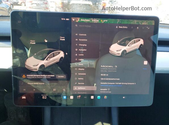 5YJ3E1EB4MF047408 2021 TESLA MODEL White Սարքավորումների վահանակի տեսք