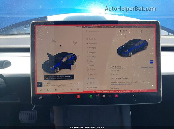 5YJ3E1EB4PF635880 2023 TESLA MODEL 3 Синий 