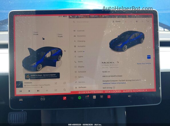5YJ3E1EB4PF635880 2023 TESLA MODEL 3 Синий Вид задних сидений