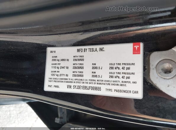 5YJ3E1EB5JF069655 2018 TESLA MODEL 3 Черный Вид подкапотного пространства