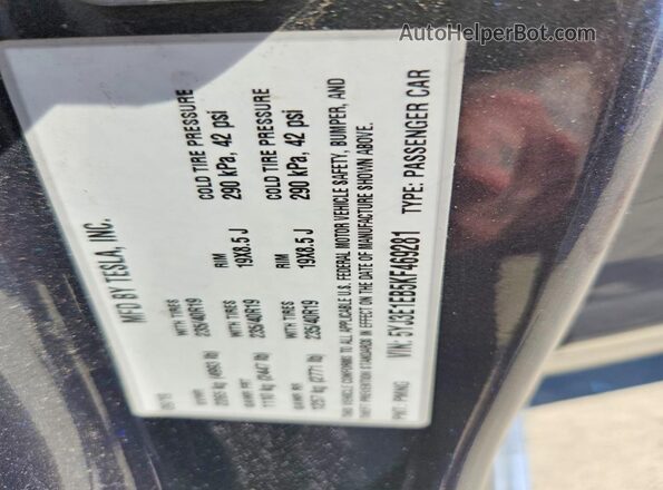 5YJ3E1EB5KF469281 2019 TESLA MODEL Угольный Вид наклейки с VIN-кодом