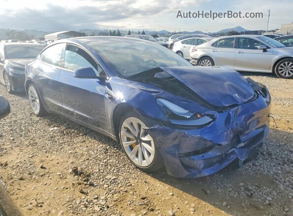 5YJ3E1EB5MF064735 2021 TESLA MODEL Blue Delantero derecho