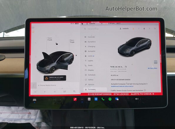 5YJ3E1EB5MF099856 2021 TESLA MODEL 3 Синий Вид задних сидений