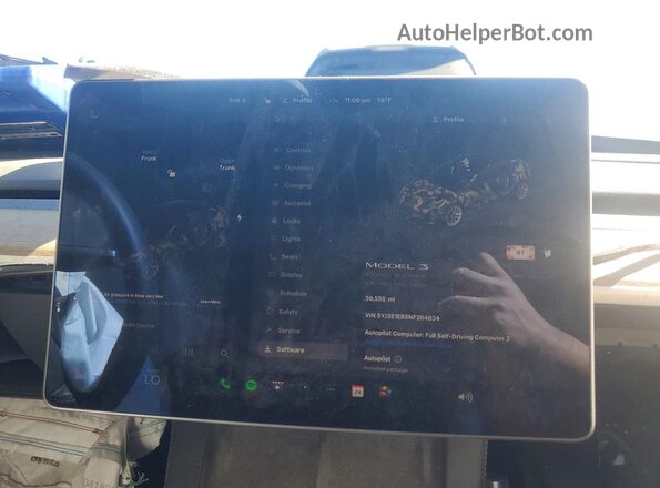 5YJ3E1EB5NF204834 2022 TESLA MODEL Серый Вид щитка приборов